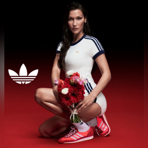 Adidas fluffy knit t-shirt and short set, as seen on Bella Hadid - Picture 1 of 8